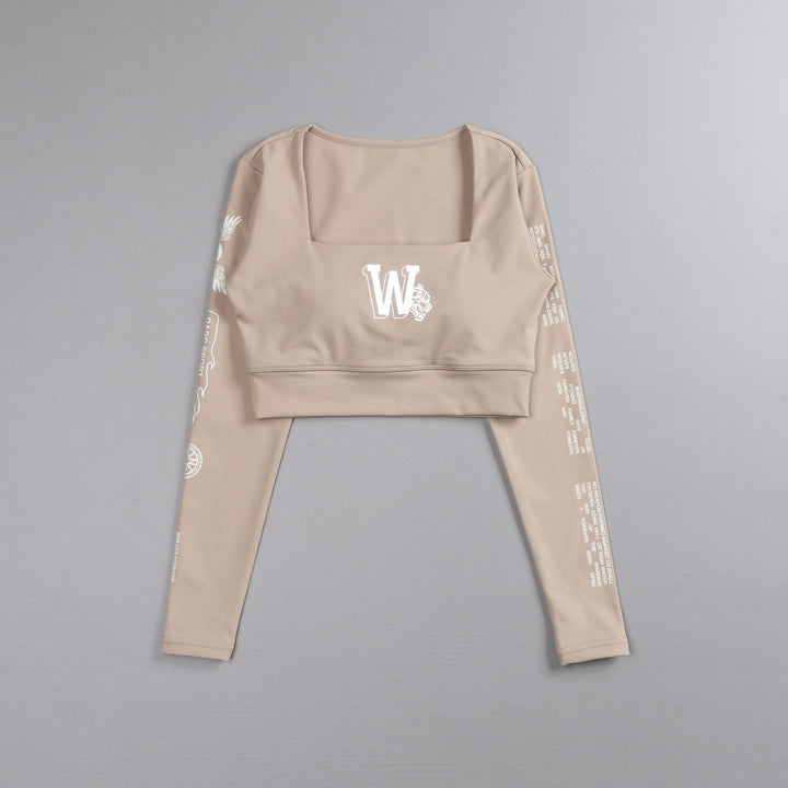 Marked L/S Jade "Energy" Top in Taupe