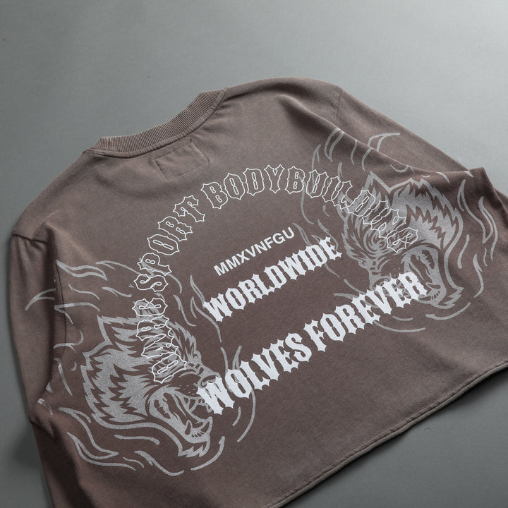 The One You Feed "Premium Vintage" (LS Cropped) Tee in Mojave Brown
