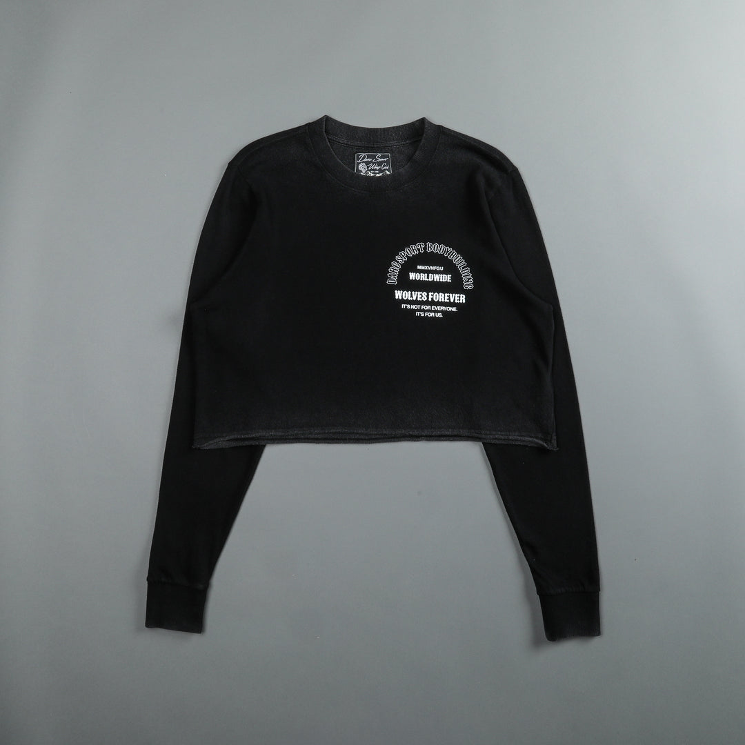 The One You Feed "Premium Vintage" (LS Cropped) Tee in Black