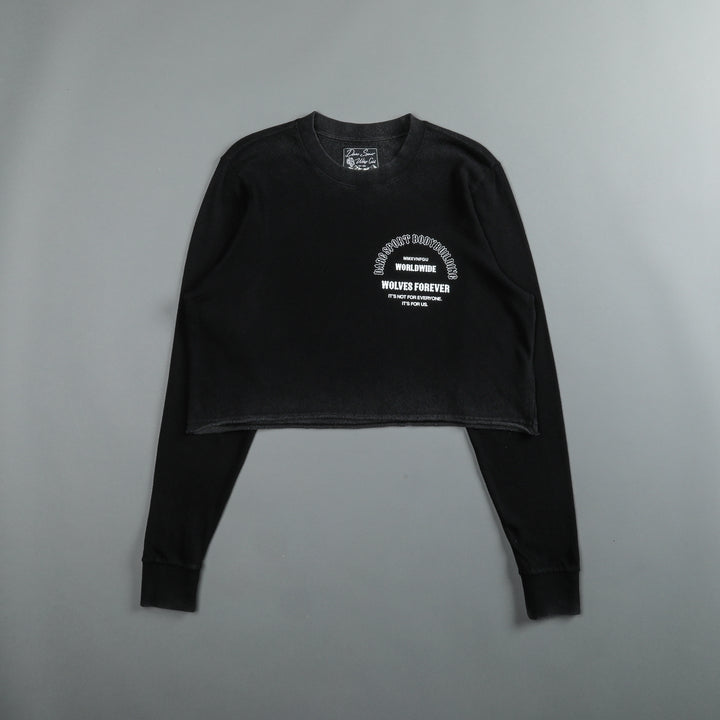 The One You Feed "Premium Vintage" (LS Cropped) Tee in Black