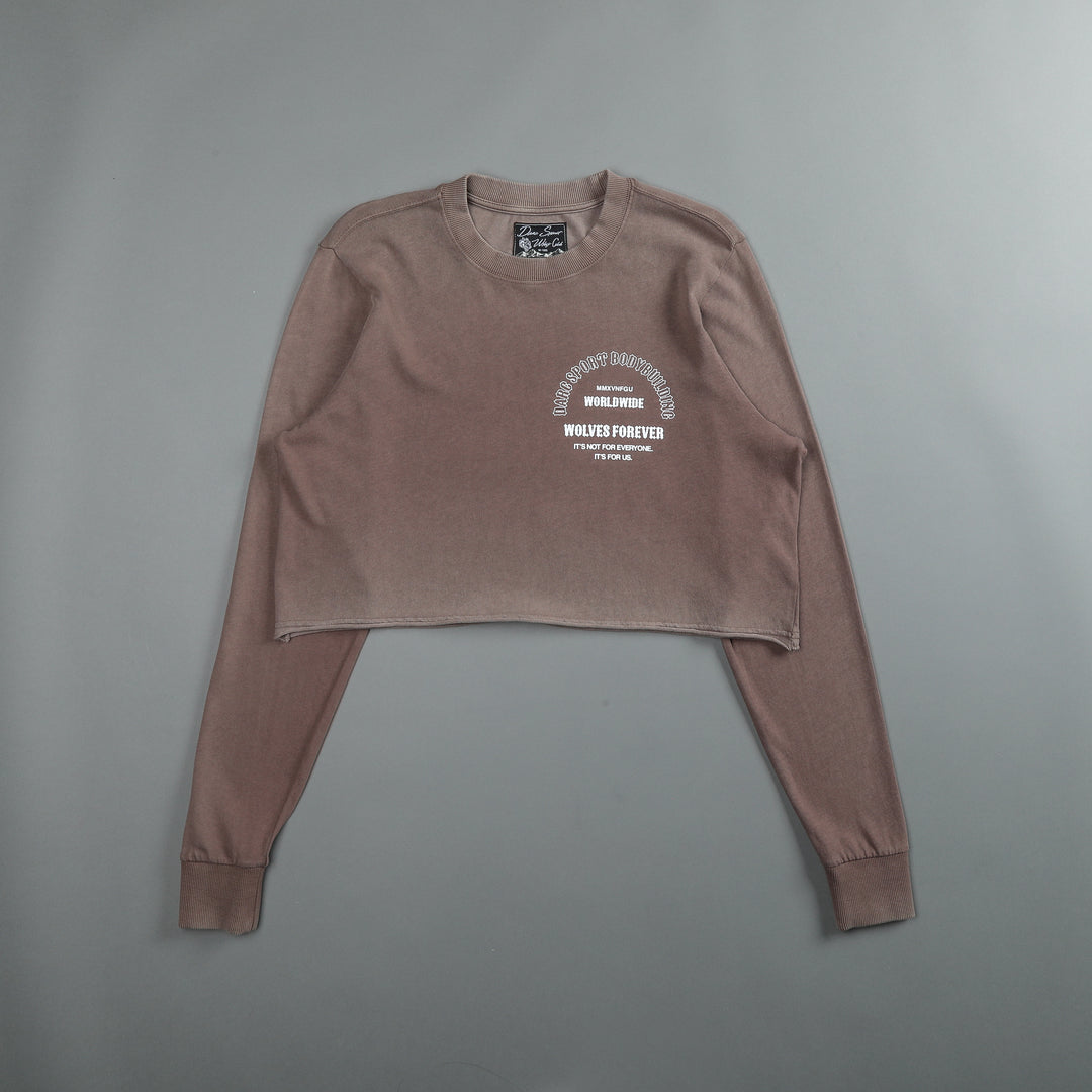 The One You Feed "Premium Vintage" (LS Cropped) Tee in Mojave Brown
