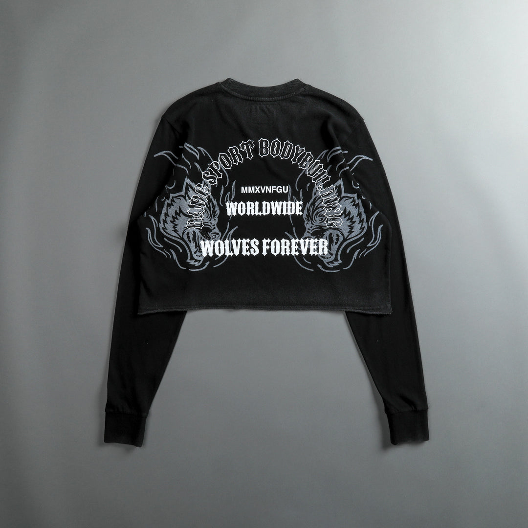 The One You Feed "Premium Vintage" (LS Cropped) Tee in Black