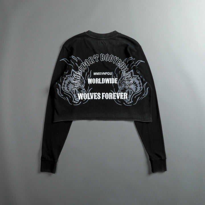 The One You Feed "Premium Vintage" (LS Cropped) Tee in Black