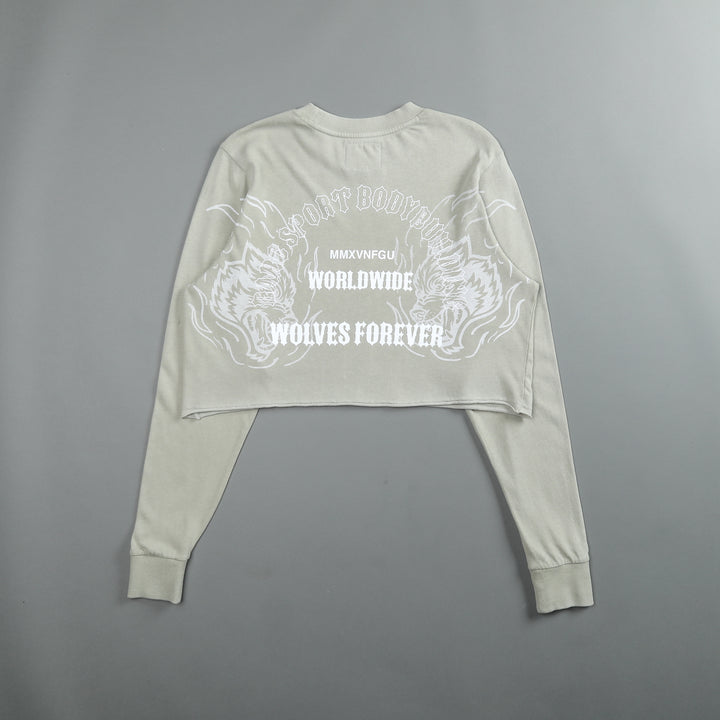 The One You Feed "Premium Vintage" (LS Cropped) Tee in Cactus Gray