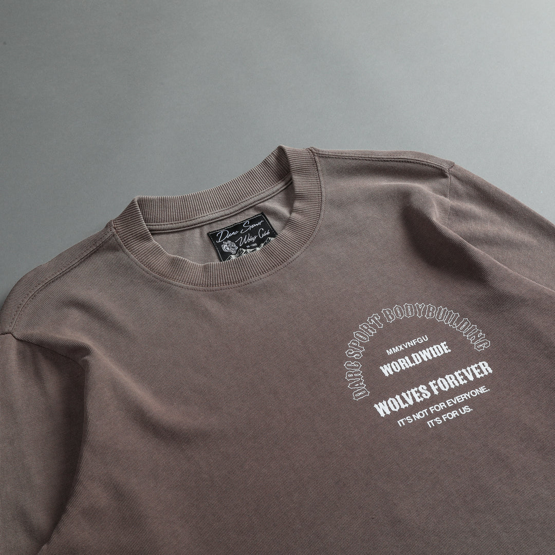 The One You Feed "Premium Vintage" (LS Cropped) Tee in Mojave Brown