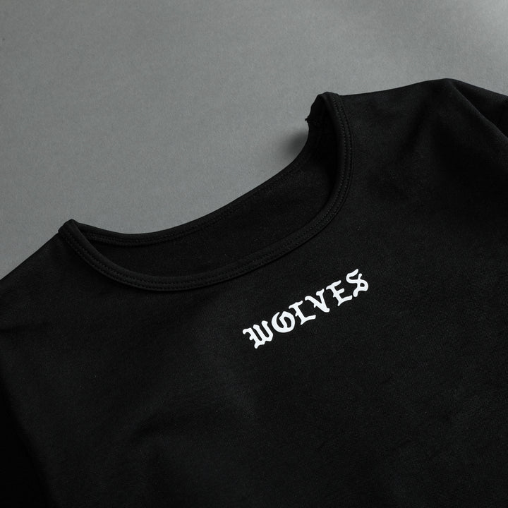 Savage L/S "Everson Seamless" Super Cropped Top in Black