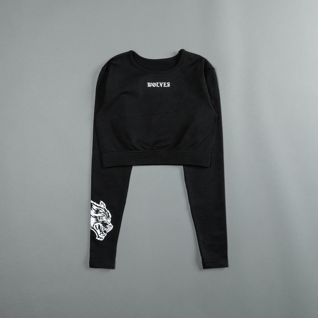 Savage L/S "Everson Seamless" Super Cropped Top in Black