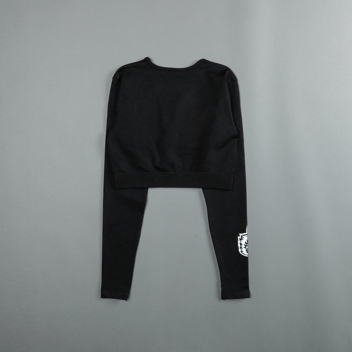 Savage L/S "Everson Seamless" Super Cropped Top in Black