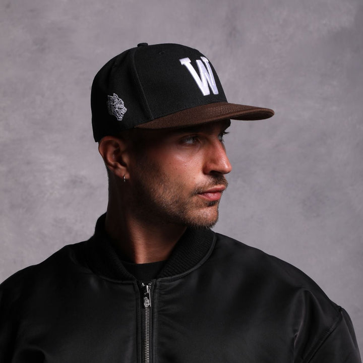 "W" Loyalty Fitted Hat in Black/Norse Brown