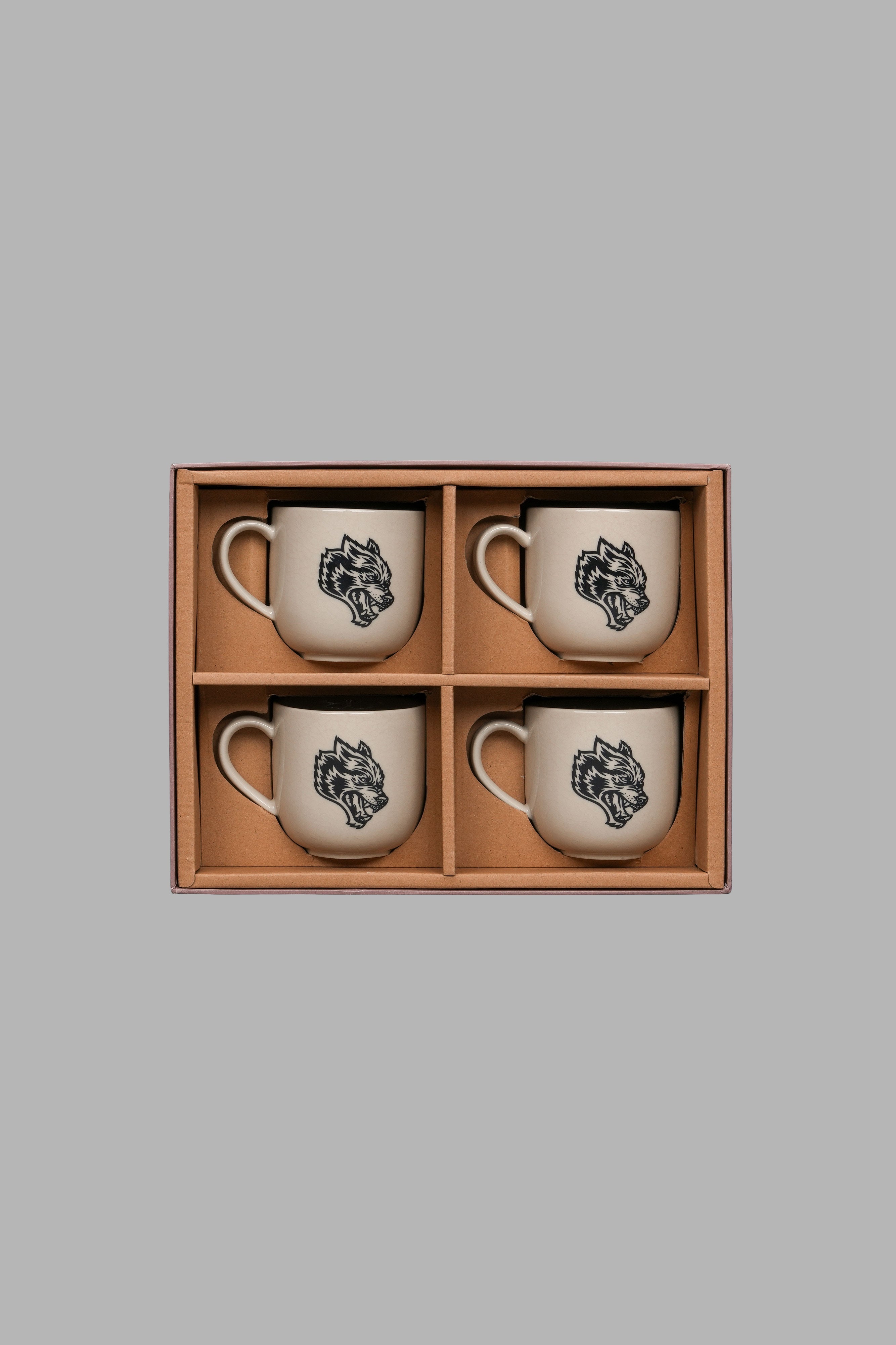 Wolf Head Coffee Cup Set in Black/Black