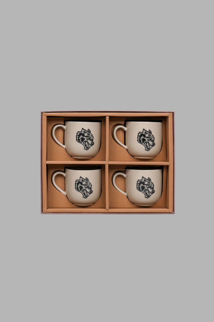 Wolf Head Coffee Cup Set in Black/Black