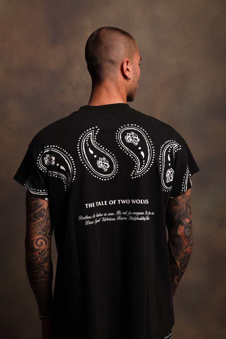 Southwest Paisley "Premium Vintage" (Cap Sleeve) Tee in Black