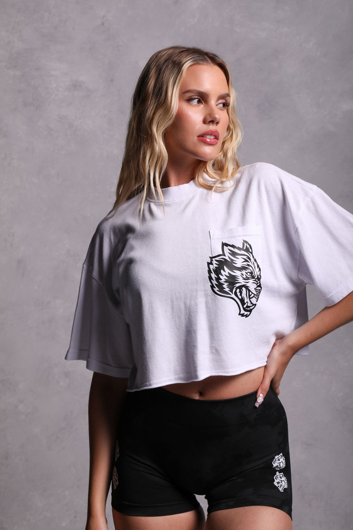 In Our Heart "Premium" Oversized (Cropped) Pocket Tee in White