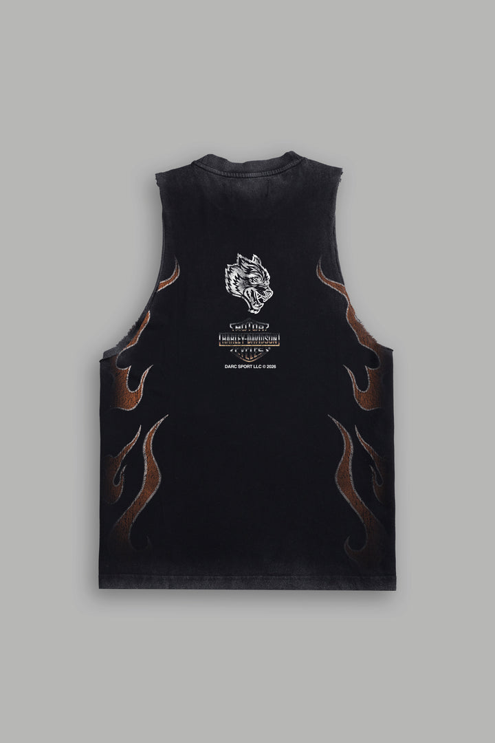 We Fly Together Tommy Muscle Tee in Black Drift Wash