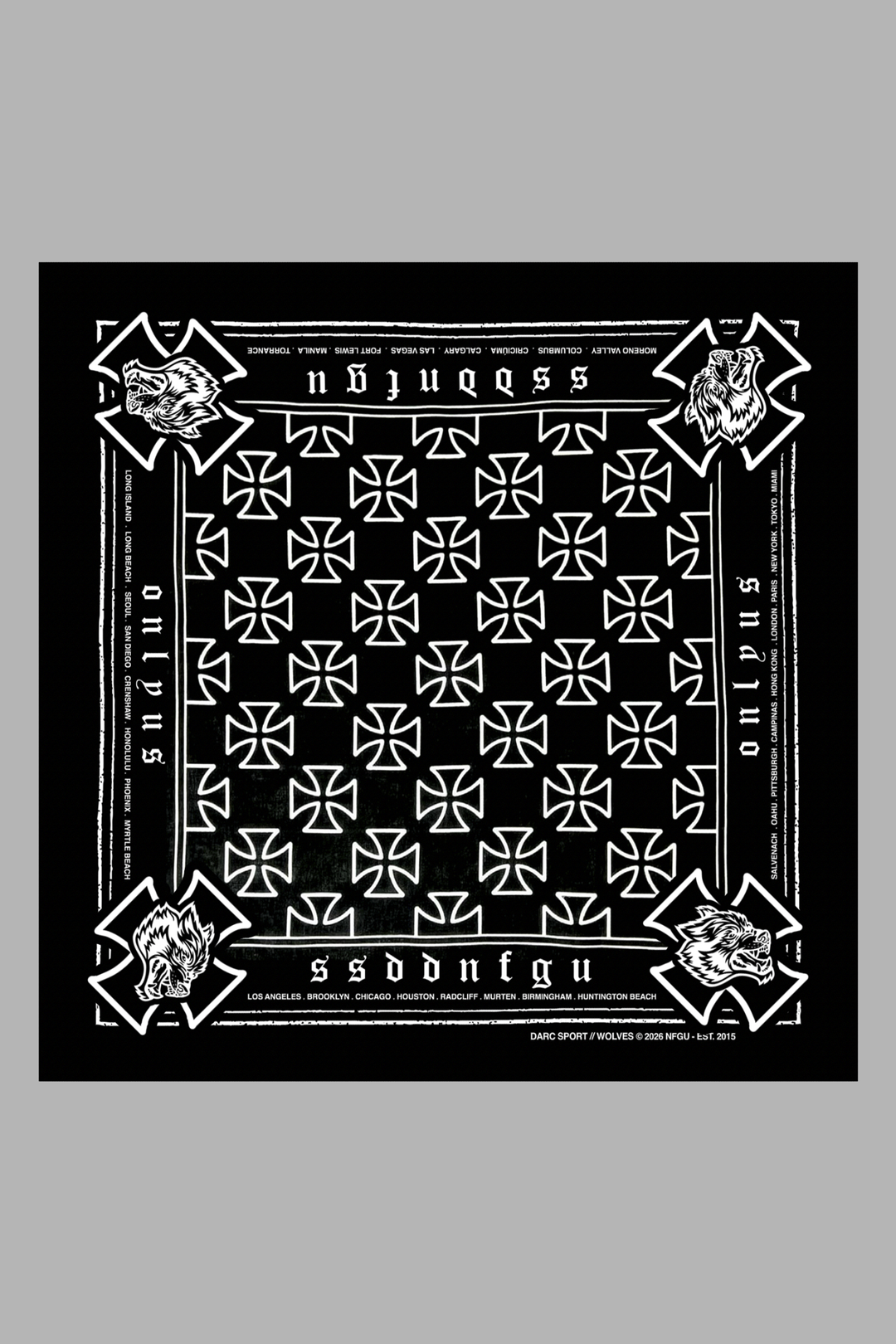 Wolf Iron Cross Bandana in Black