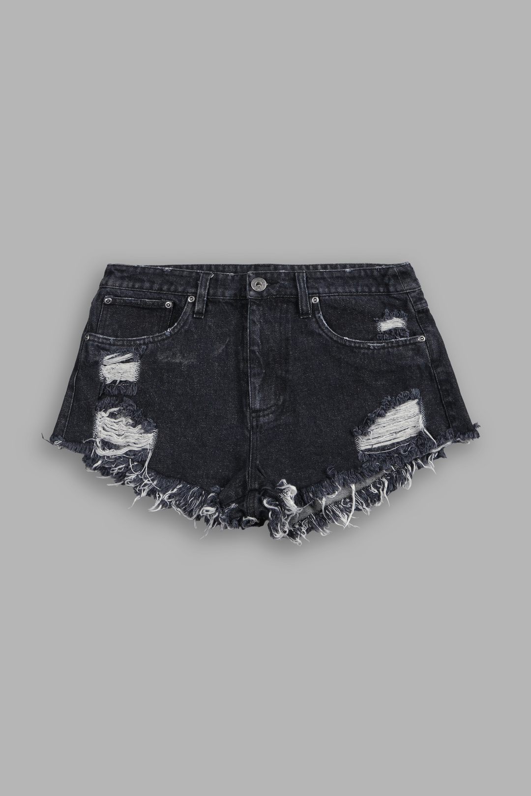 Wolves Chopper Low Rise Cut Off Shorts in Black