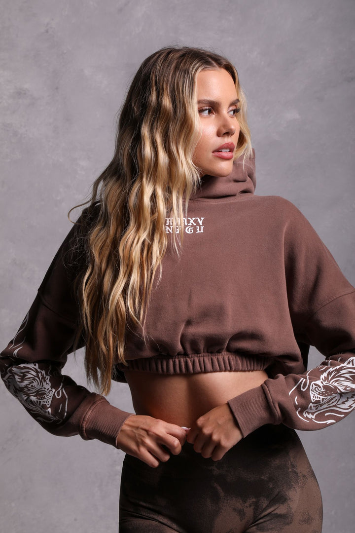 In The Fire "Vintage McCauley" (Cropped) Hoodie in Norse Brown