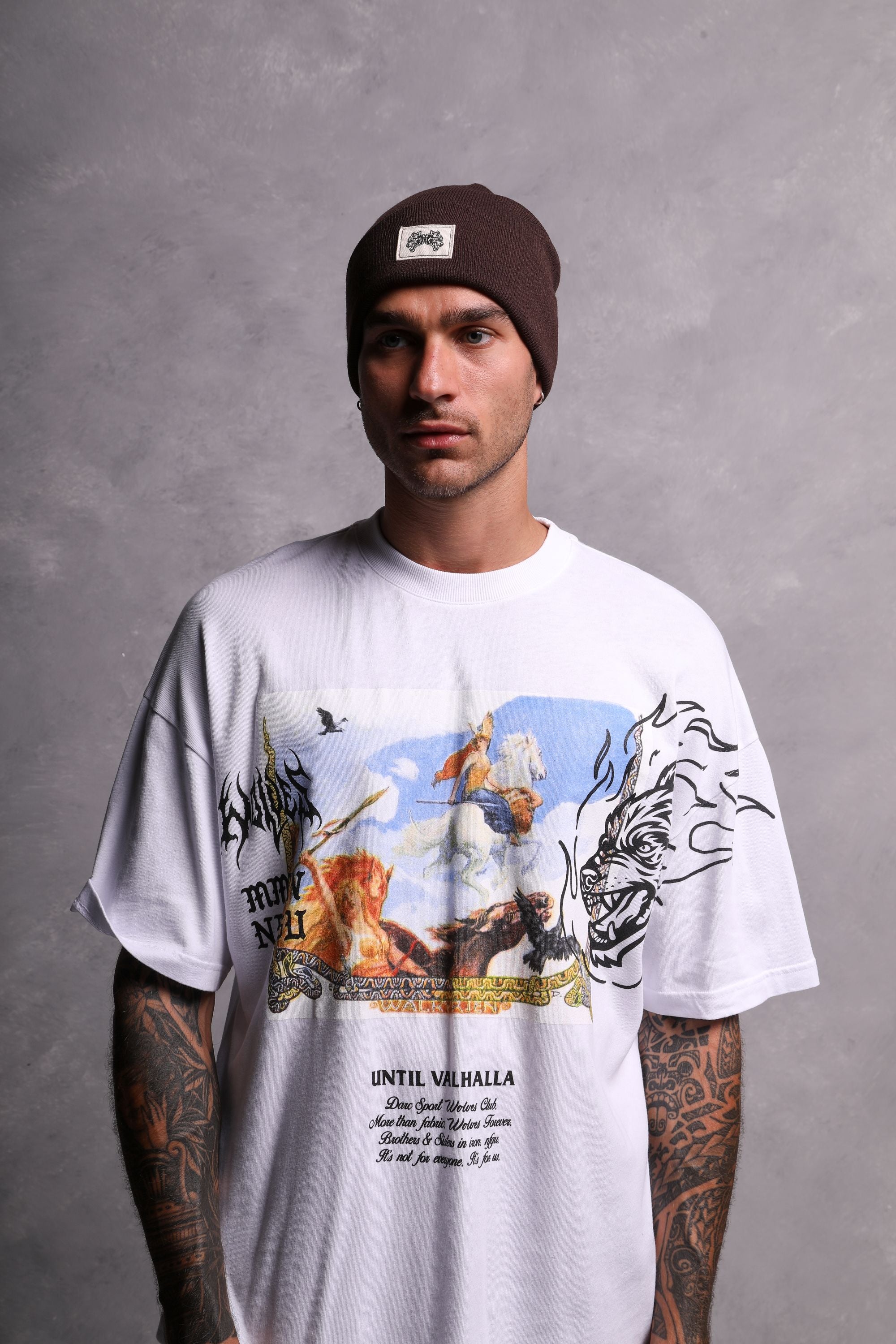 IYKYK Work Hard Patch Beanie in Norse Brown