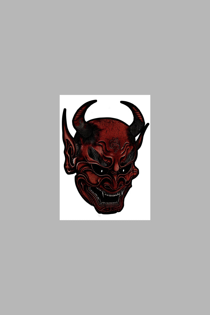 Oni Mask Large Sticker in Red