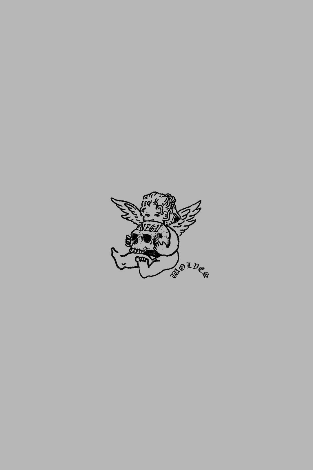 Cherub and the Skull Small Sticker in Black