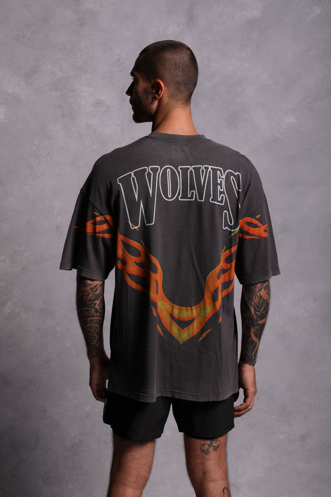 Moth To A Flame "Premium Vintage" Oversized Unisex Tee in Wolf Gray