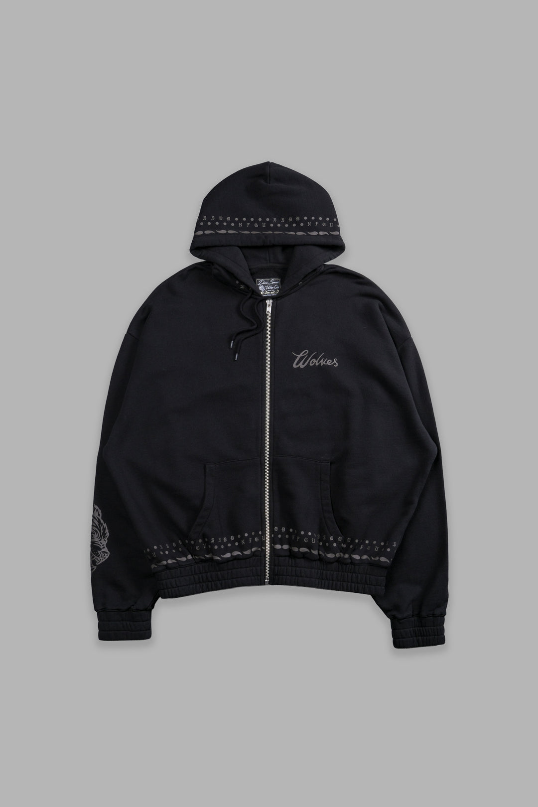 Western Wolves "Vintage Chambers" Zip Hoodie in Black