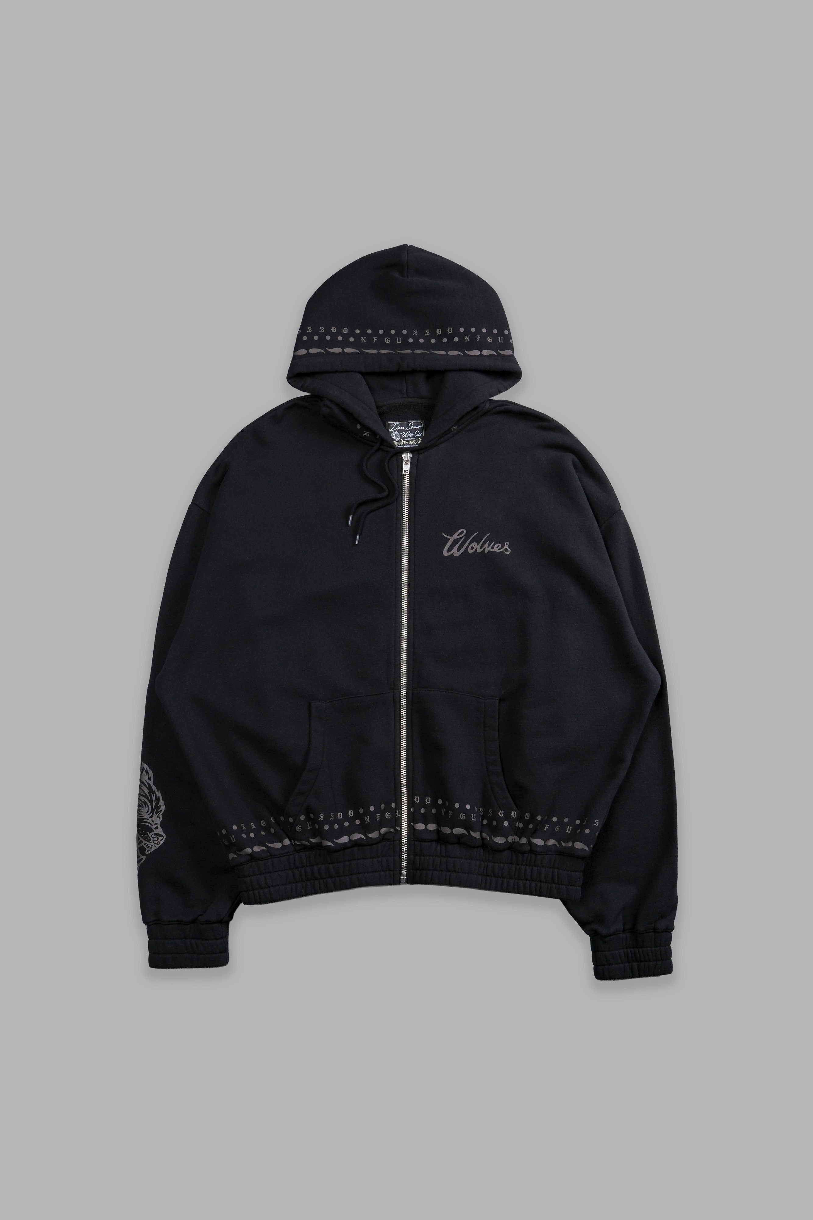 Western Wolves "Vintage Chambers" Zip Hoodie in Black