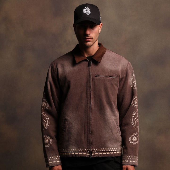 Western Paisley Hard Work Zip Jacket in Vintage Darc Mojave