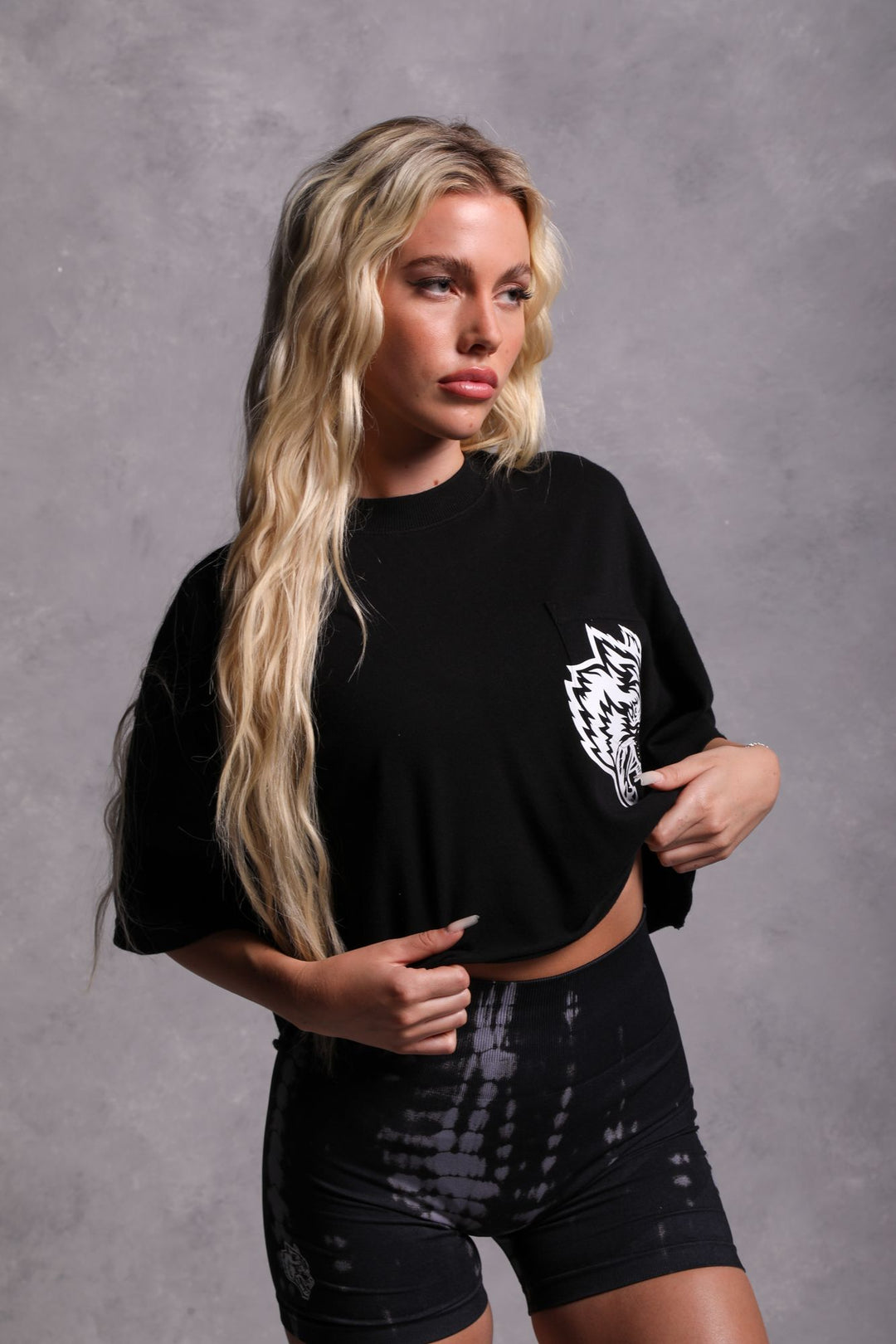 In Our Heart "Premium Vintage" Oversized (Cropped) Pocket Tee in Black