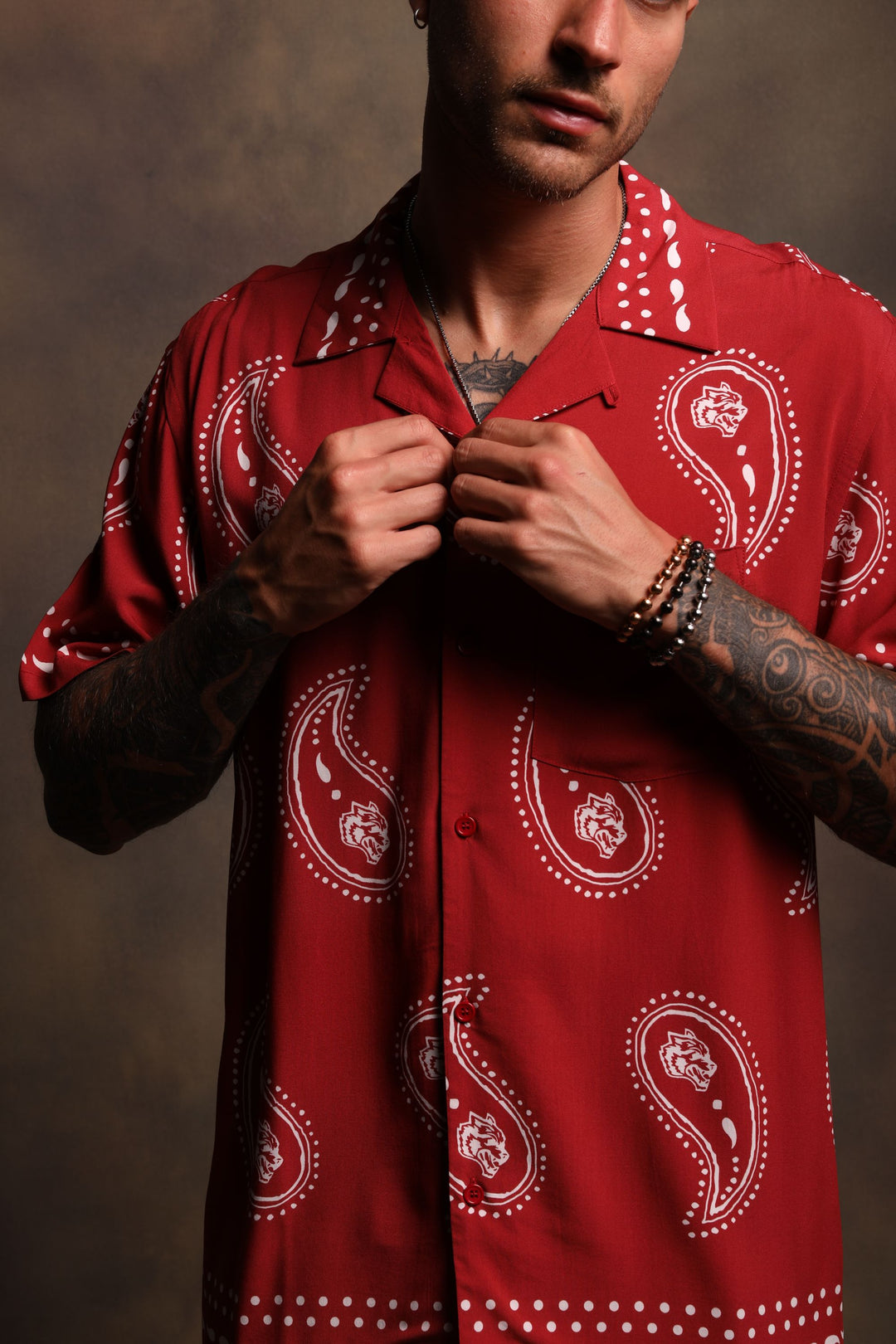 Southwest Paisley Ace Button Up Shirt in Western Red