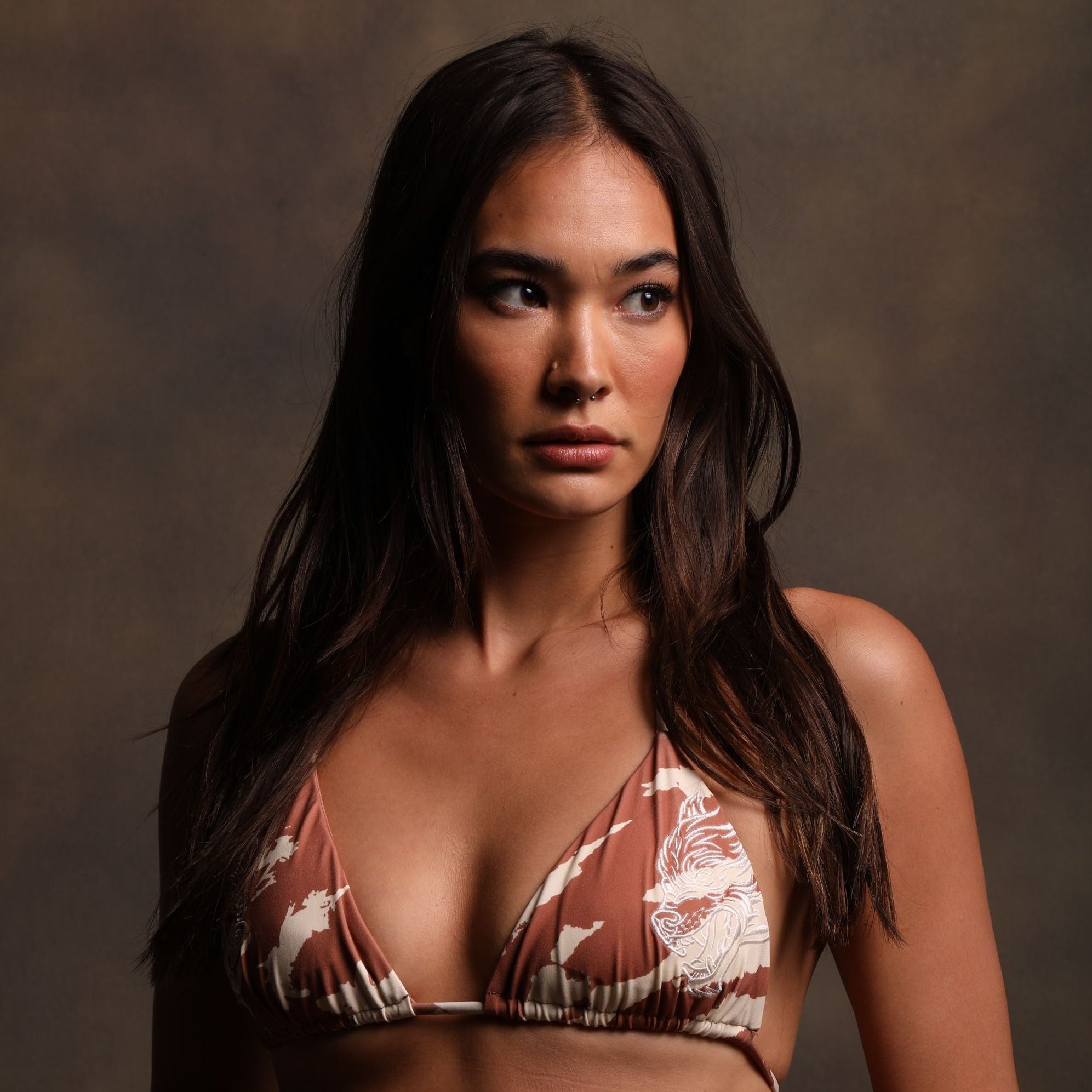 Dual Wolf Nikita Triangle Top in Desert Rose Cream Native Camo