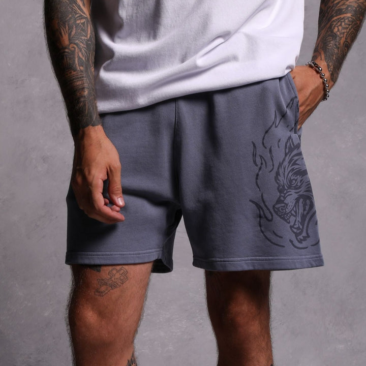 Fired Up Patch Liam Sweat Shorts in Norse Blue