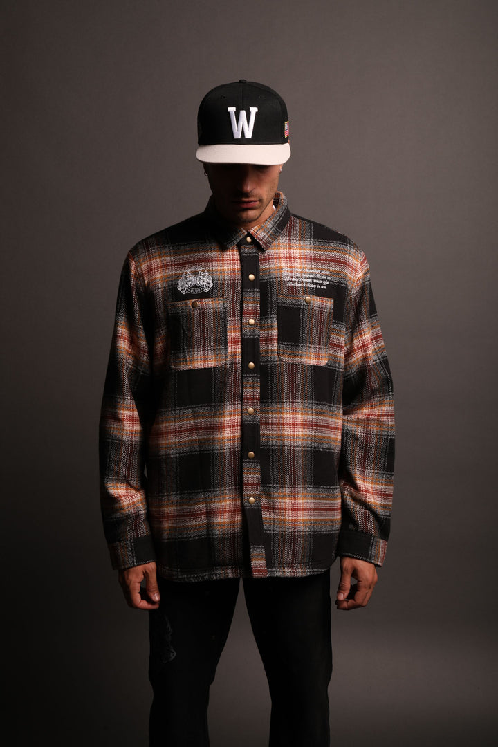 Marked Seattle Sherpa Lined Flannel in Bourbon Plaid
