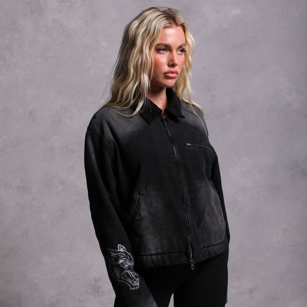 Been Through It Cropped Hard Work Jacket in Distressed Black