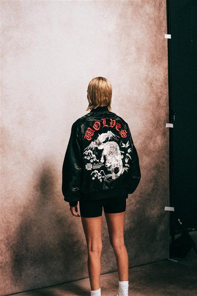 ARTS＆SCIENCE Satin zip up short coat Wicked Shiz University Varsity Jacket - BoxLunch Exclusive