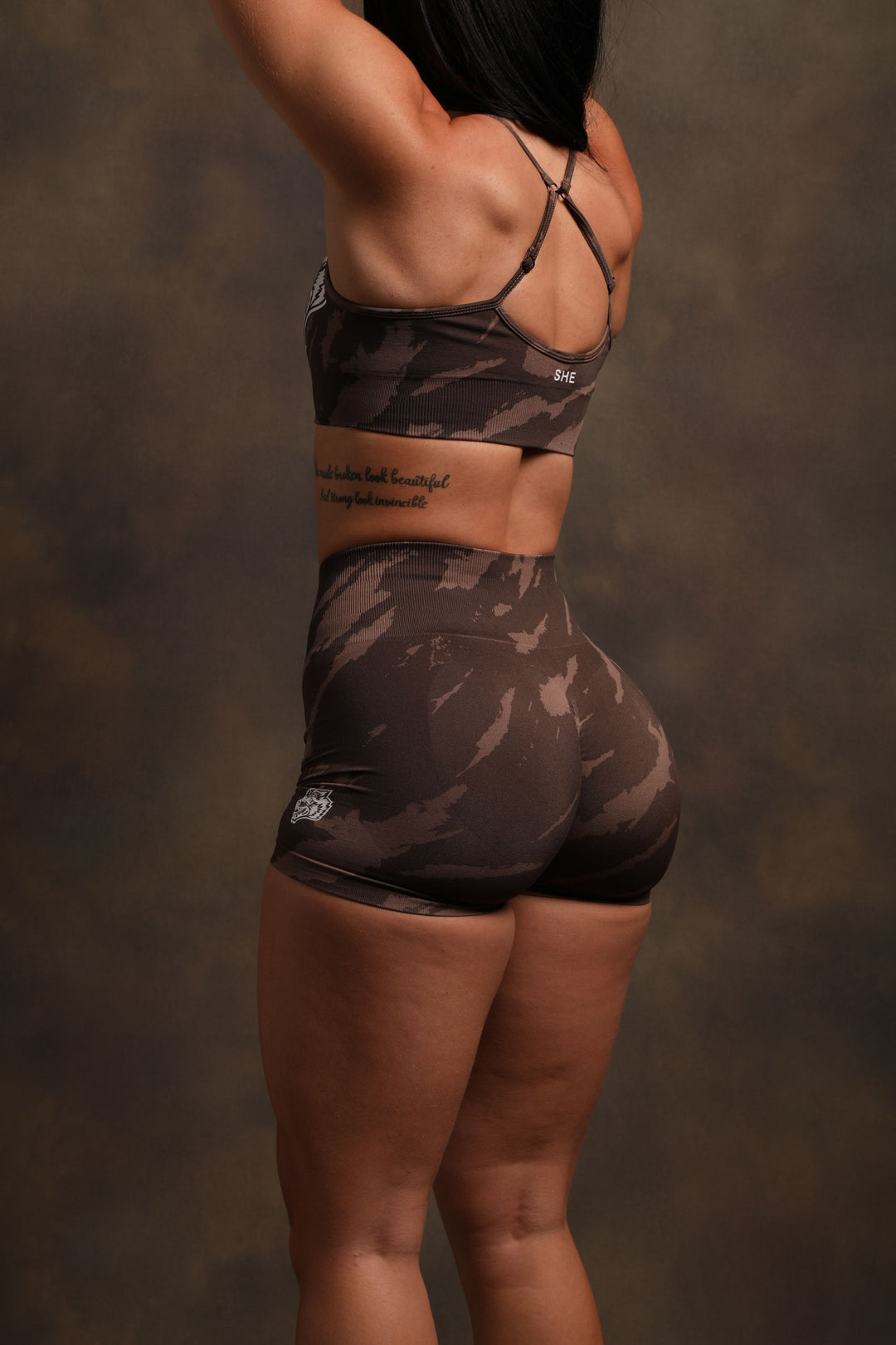 Wolves Forever Seamless Everson Shorts in Mojave Brown Native Camo