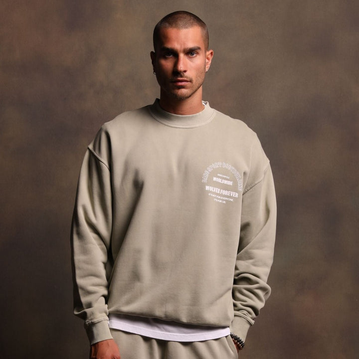 The One You Feed "Vintage London" Crewneck in Cactus Gray