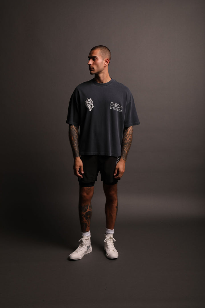 Move Fast "Premium" Box Cut Tee in Midnight Blue
