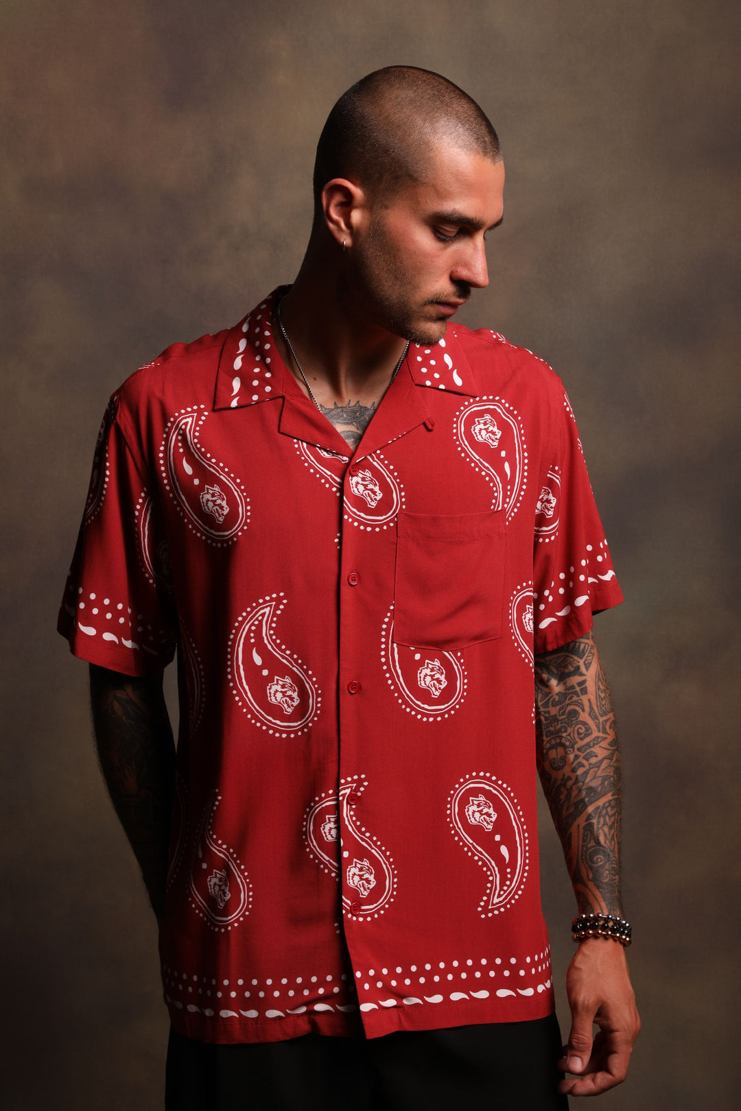 Southwest Paisley Ace Button Up Shirt in Western Red