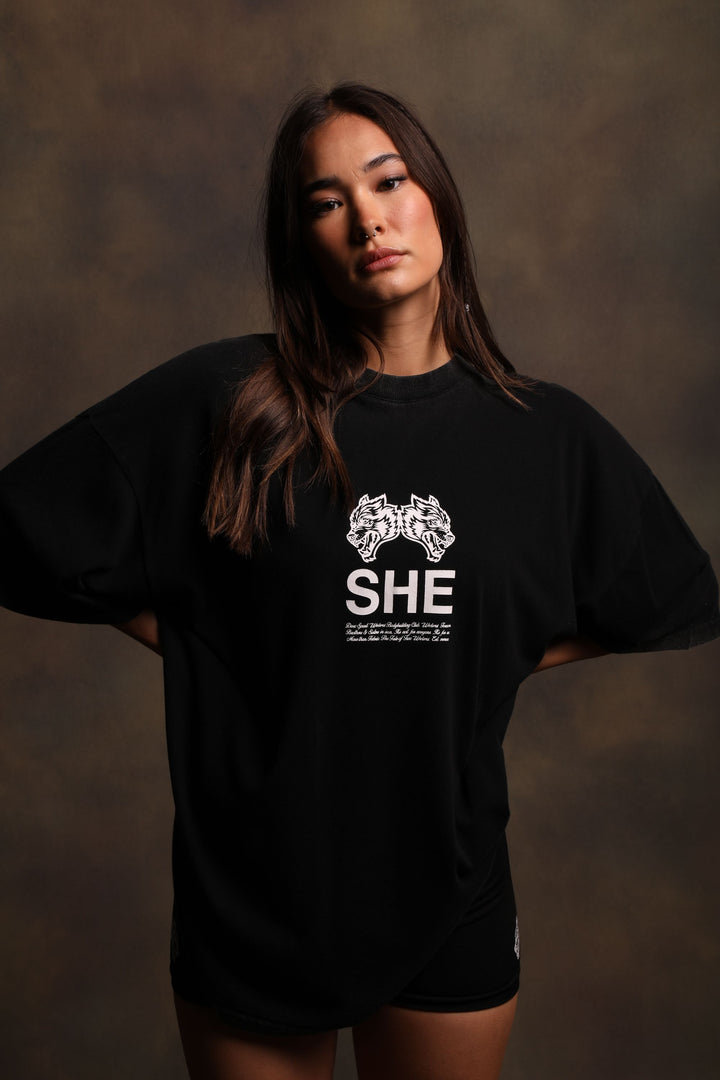 She's Gritty "Premium Vintage" Pump Cover Tee in Black