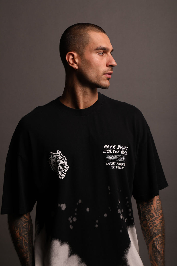 The War Within "Premium Vintage" Oversized Tee in Black Beneath Us Acid Wash