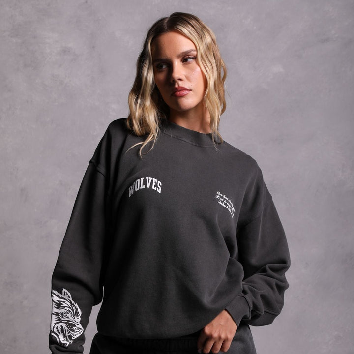 Sewn Together "Vintage Cornell" She Crewneck in Wolf Gray