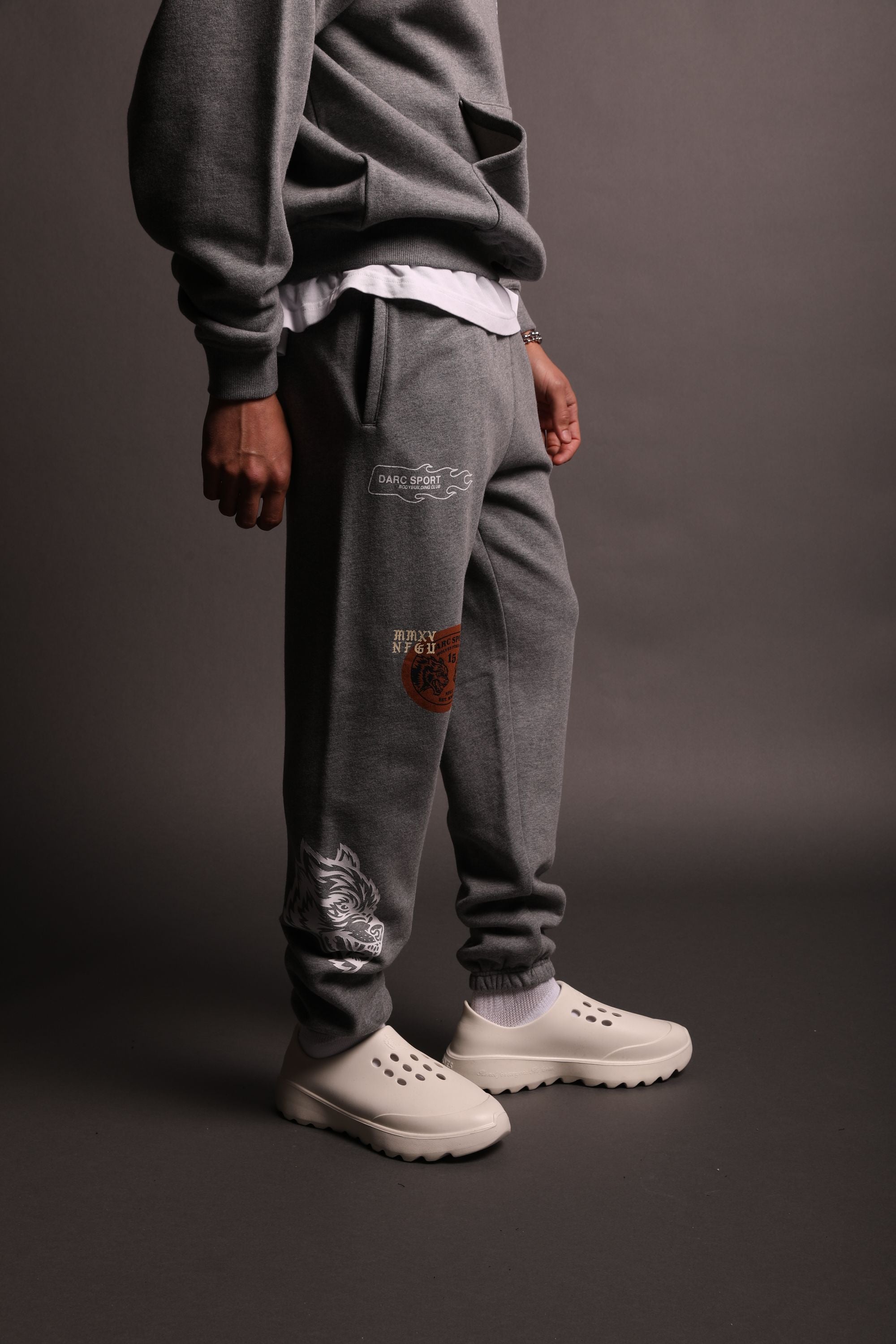 Life Moves Fast Premium Post Lounge Sweats in Athletic Gray