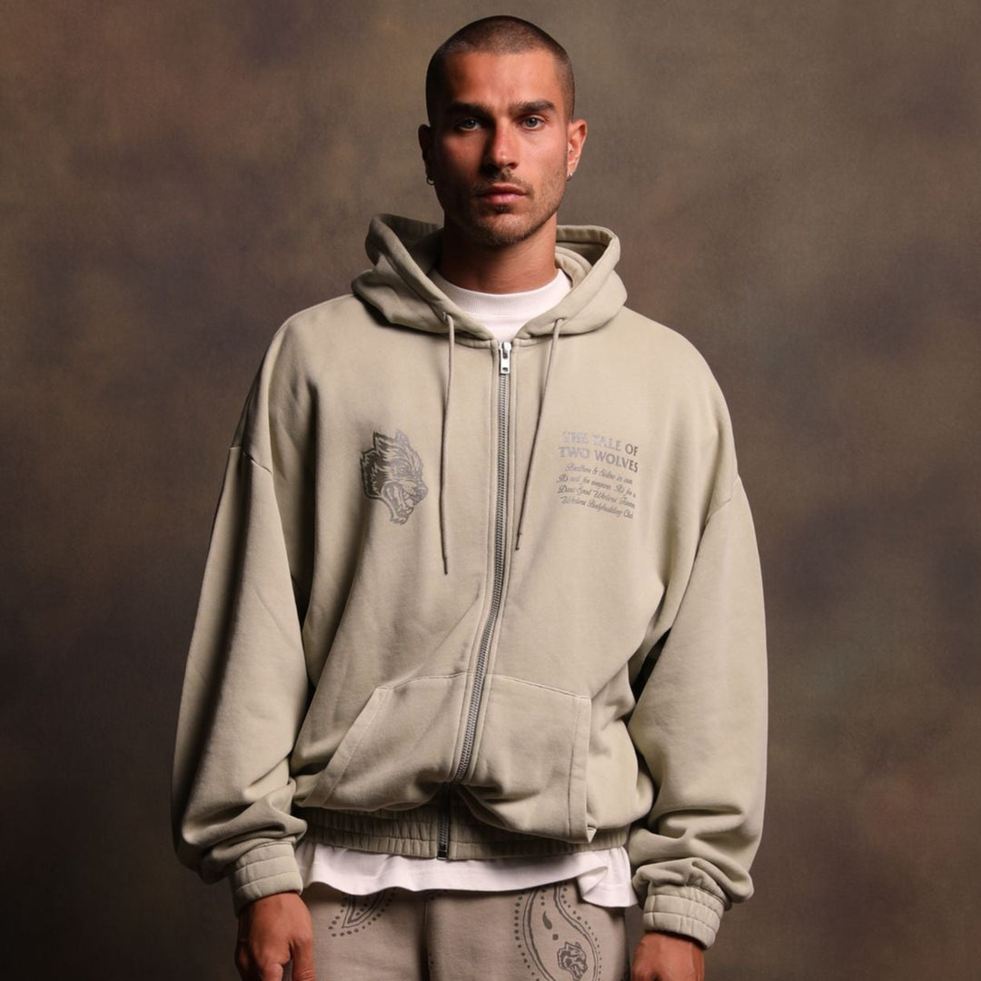 Southwest Paisley "Vintage Chambers" Zip Hoodie in Cactus Gray