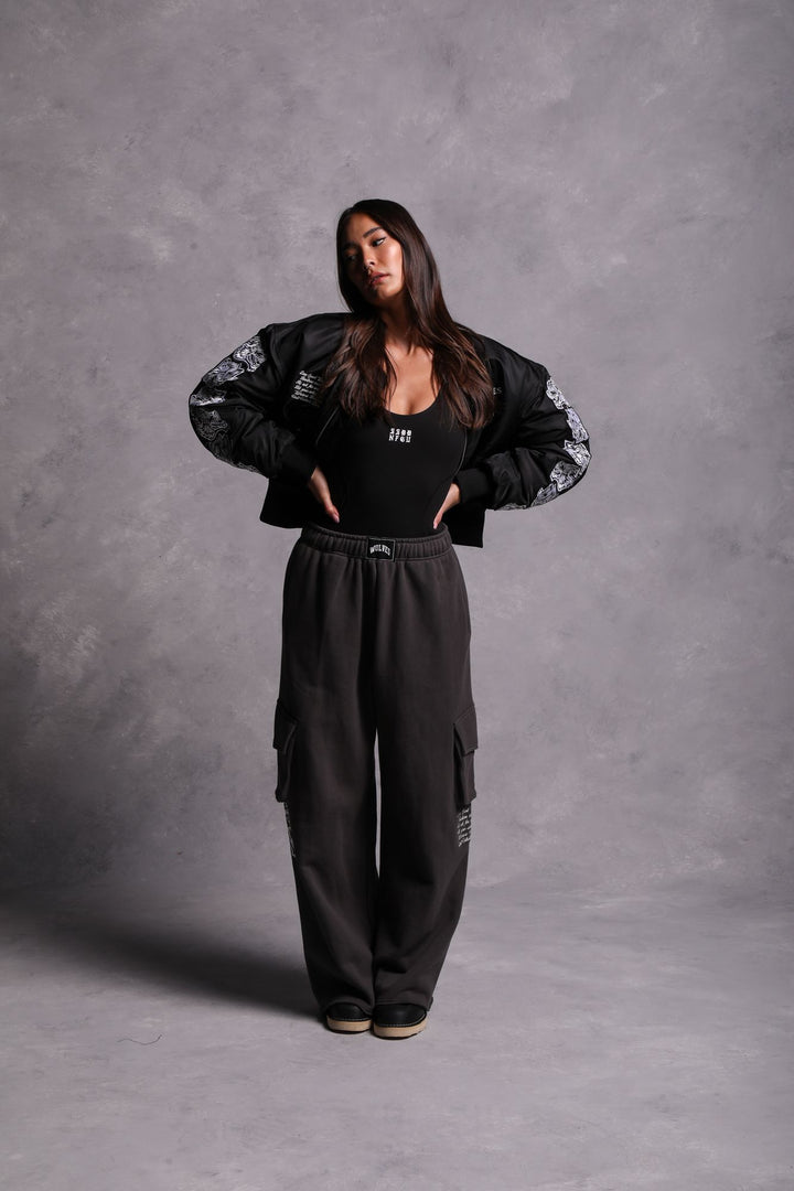 Covered Trin Bomber Jacket in Black