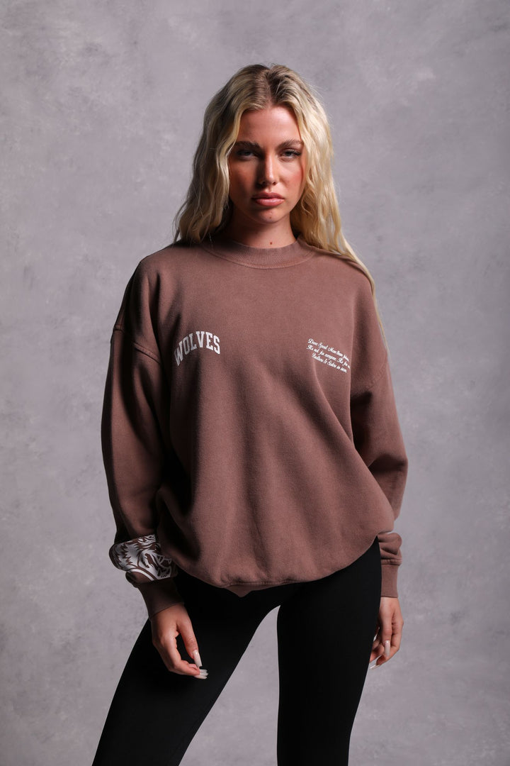 Sewn Together "Vintage Cornell" She Crewneck in Norse Brown