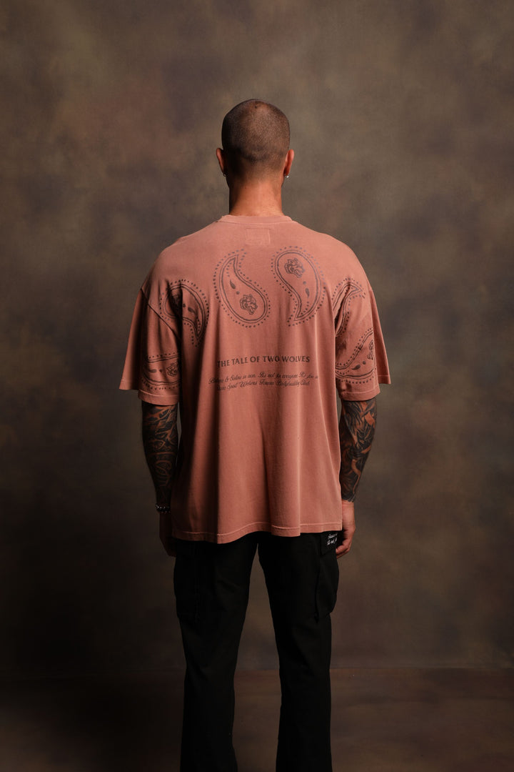 Southwest Paisley "Premium Vintage" Oversized Tee in Desert Rose