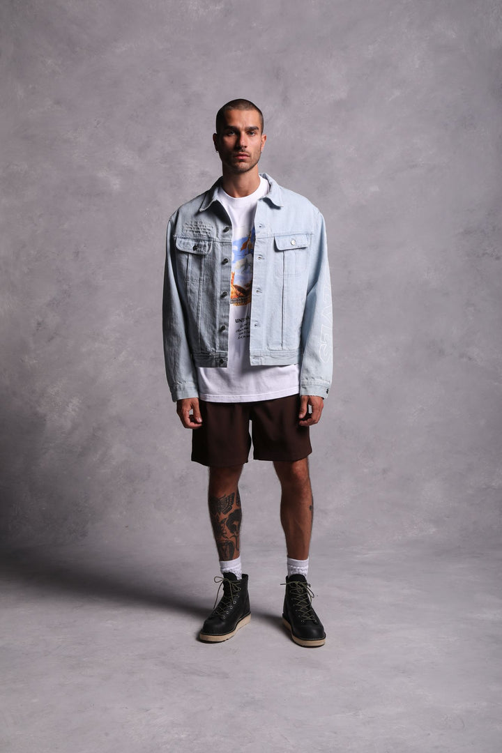 Enter Valhalla Clint American Denim Jacket in Vintage Distressed Blue
