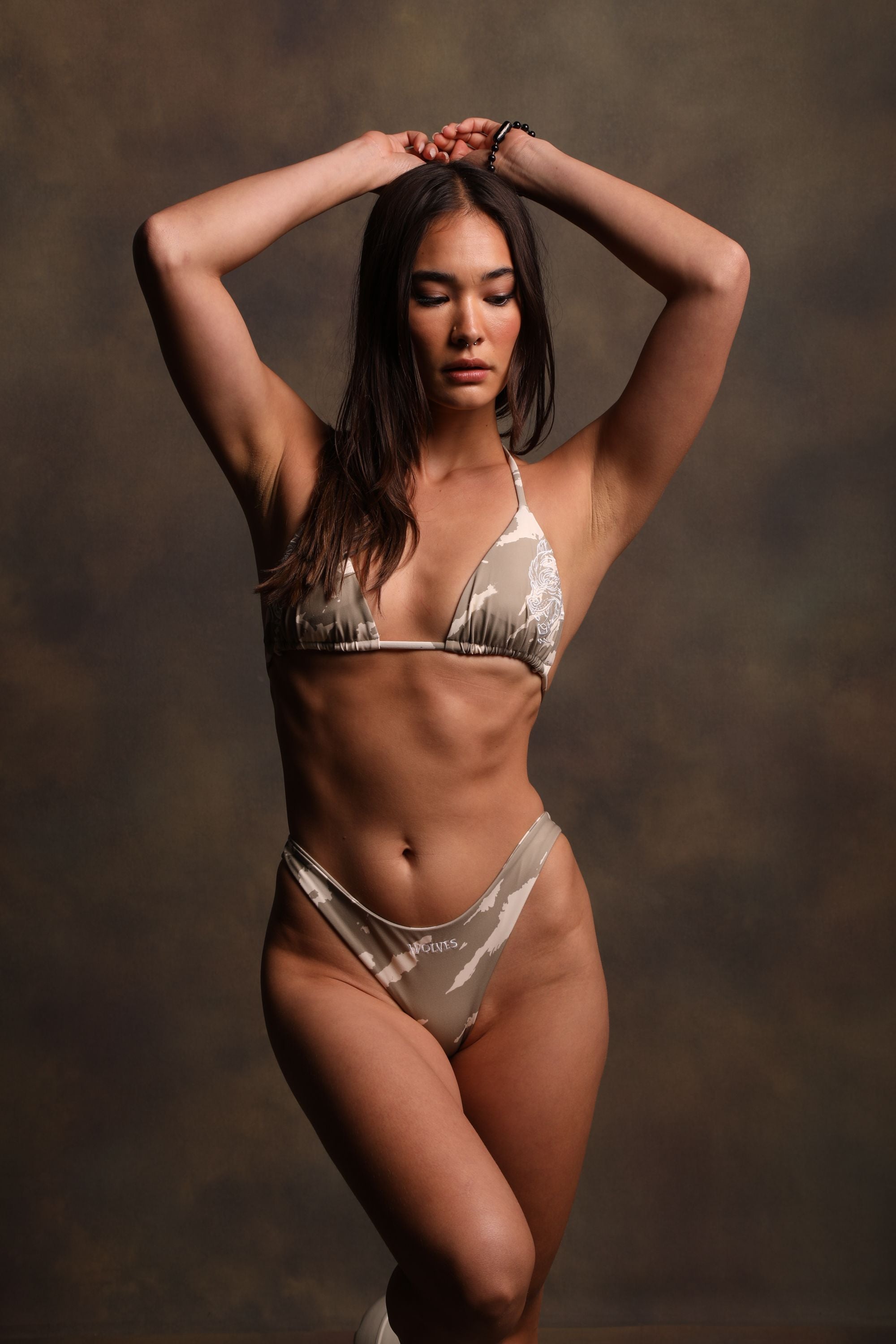 Hardcore Nikita Swim Bottom in Cacti Cream Native Camo