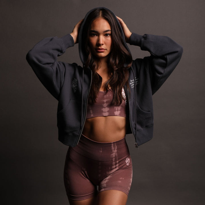 The Spirit "Sage" (Cropped) Zip Hoodie in Midnight Blue
